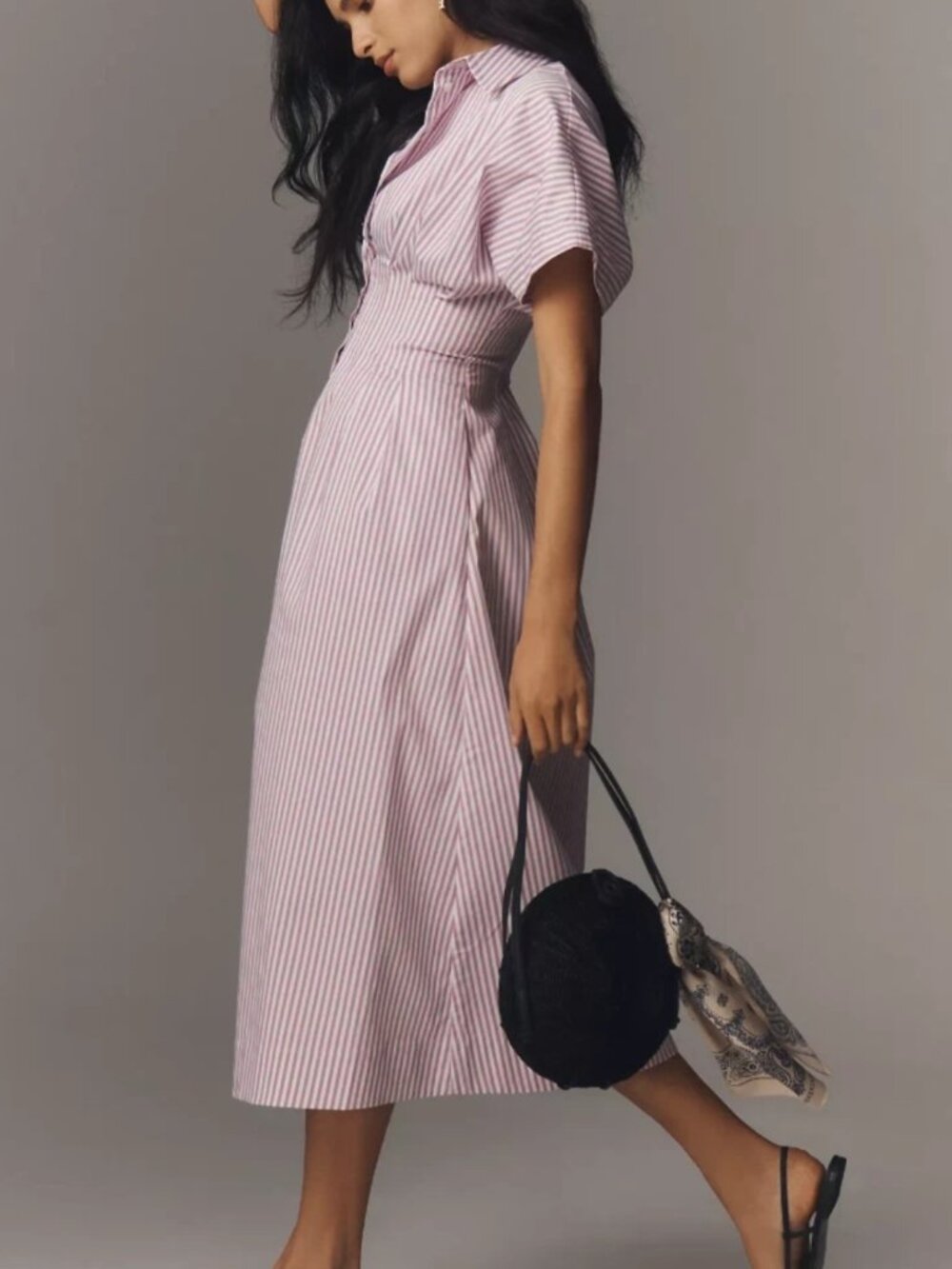 Anthropologie The Tobie Shirt Dress by Exquise Purple Stripe Maxi Size XL NWT - Picture 9 of 9